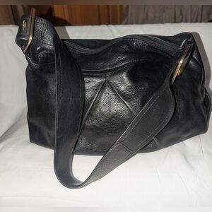 Perlina Black Hobo Bag with Gold Accents